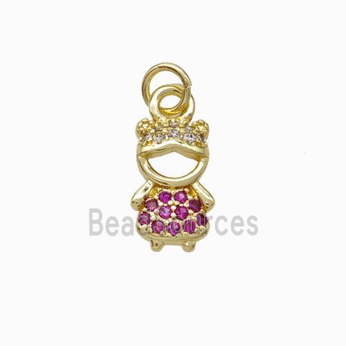 Copper Girl Kids Pendant Pave Zirconia Gold Plated