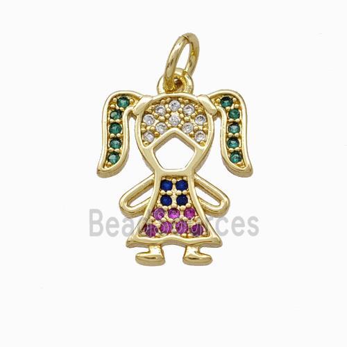 Copper Girl Kids Pendant Pave Zirconia Gold Plated