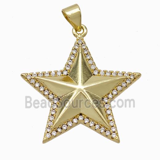 Copper Star Pendant Micropave Zirconia Gold Plated