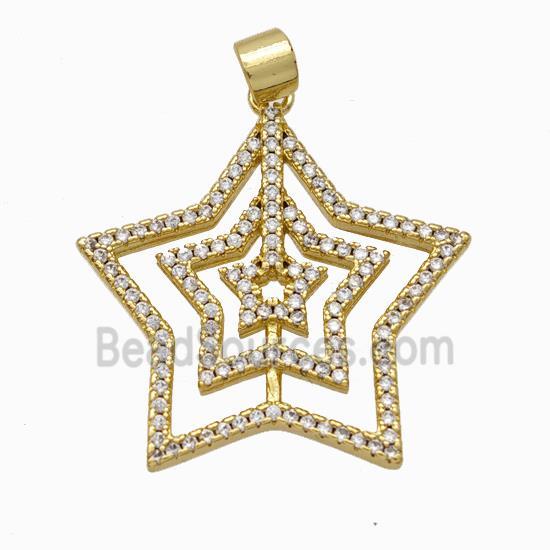 Copper Star Pendant Micropave Zirconia Gold Plated