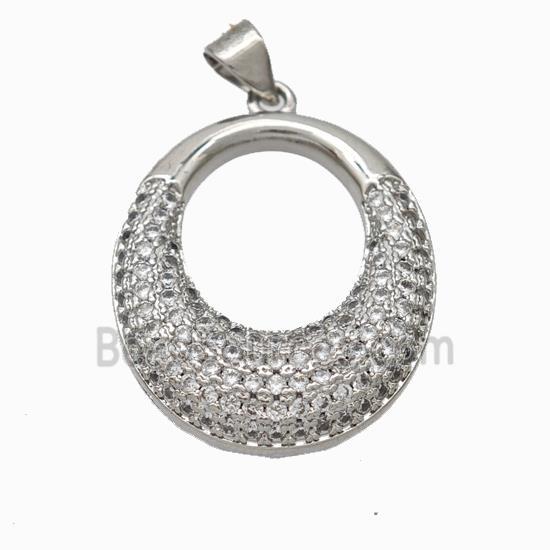 Copper GoGo Pendant Micropave Zirconia Platinum Plated