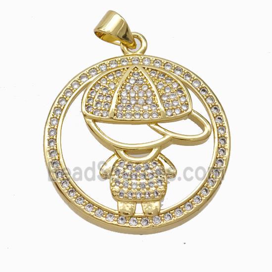 Copper Boy Kids Pendant Pave Zirconia Gold Plated