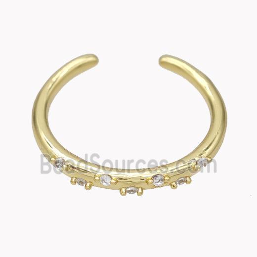 Copper Ring pave zircon, Gold Plated