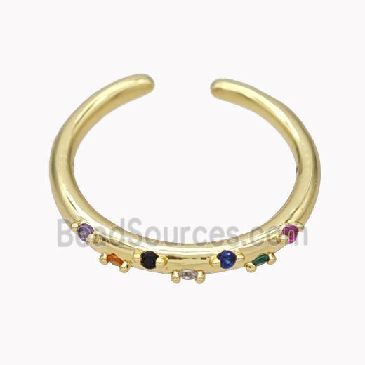 Copper Ring pave zircon, Gold Plated