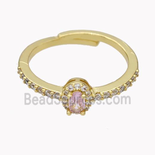 Copper Ring pave zircon, Gold Plated