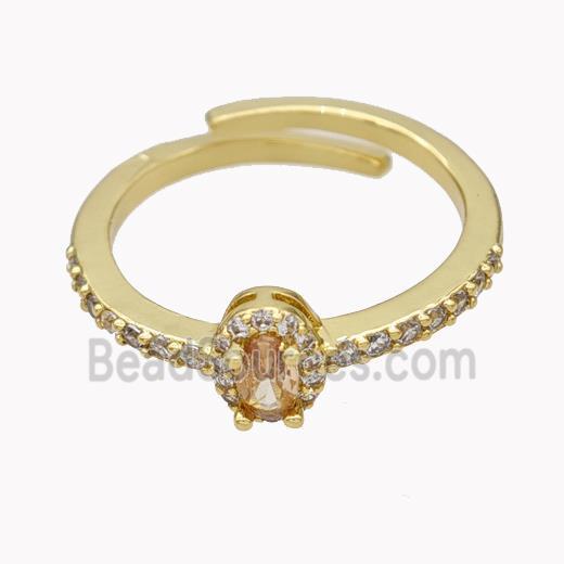 Copper Ring pave zircon, Gold Plated