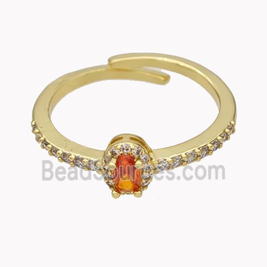 Copper Ring pave zircon, Gold Plated