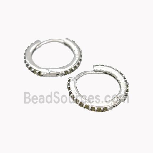 Copper Hoop Earrings Pave Zirconia Platinum Plated