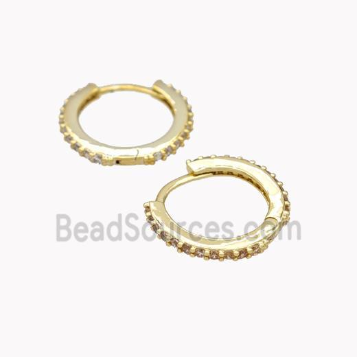 Copper earring pave zircon, Gold Plated