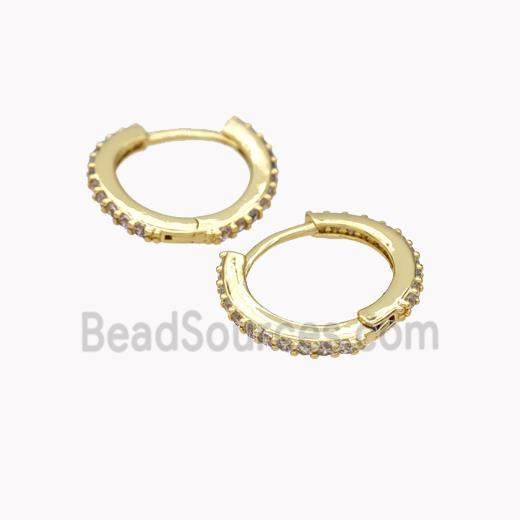 Copper earring pave zircon, Gold Plated