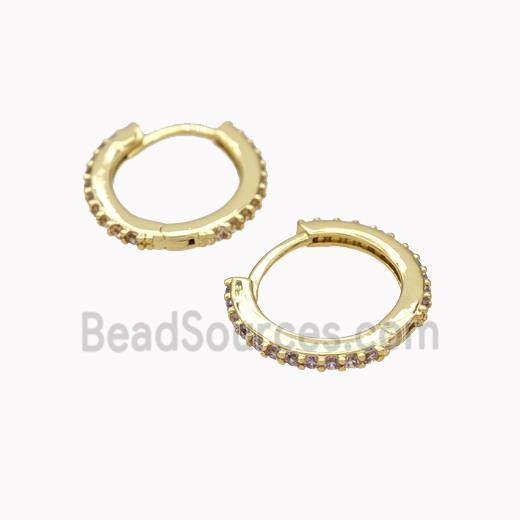 Copper earring pave zircon, Gold Plated