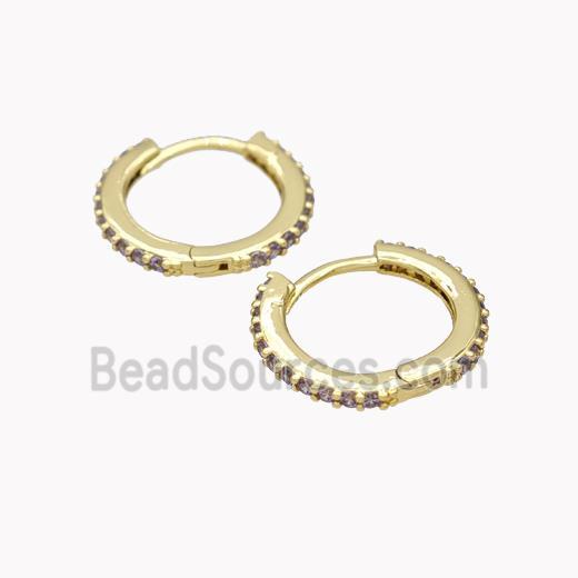 Copper earring pave zircon, Gold Plated