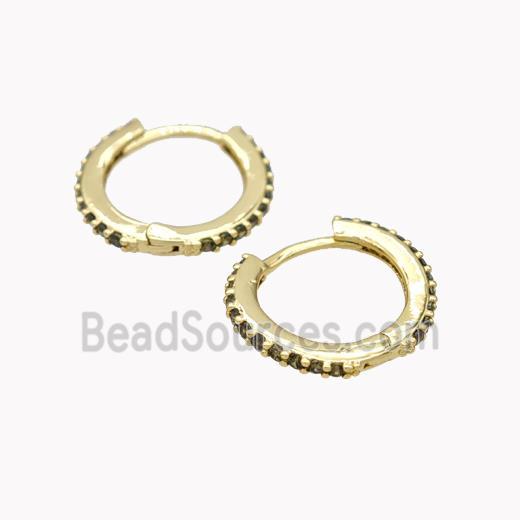 Copper earring pave zircon, Gold Plated