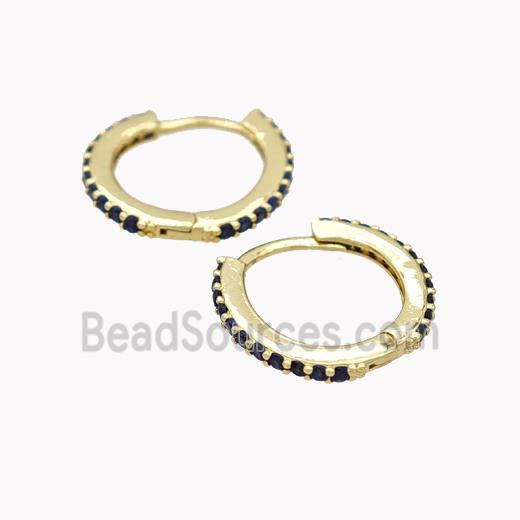 Copper earring pave zircon, Gold Plated