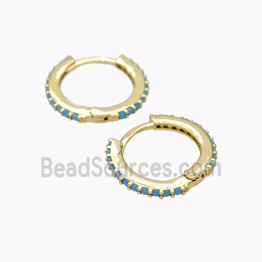 Copper earring pave zircon, Gold Plated