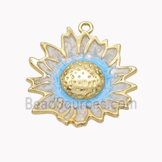 Enamel Copper pendant, Gold Plated