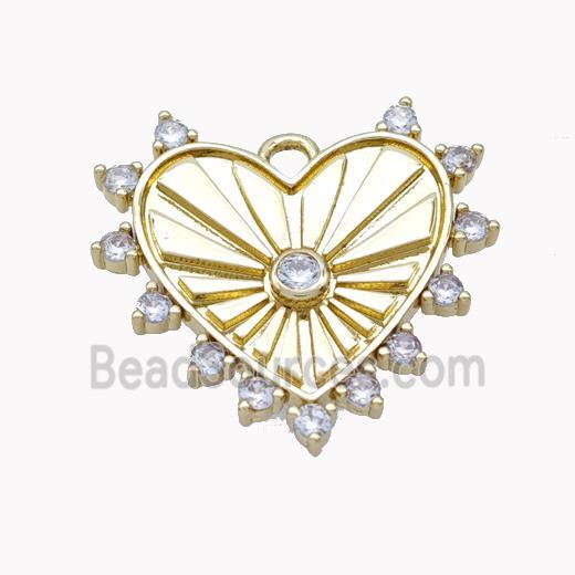 Copper Heart Pendant Micropave Zirconia Gold Plated