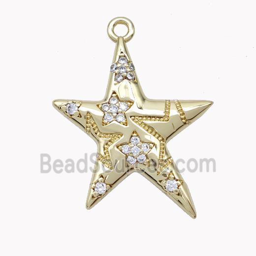 Copper Star Pendant Micropave Zirconia Gold Plated