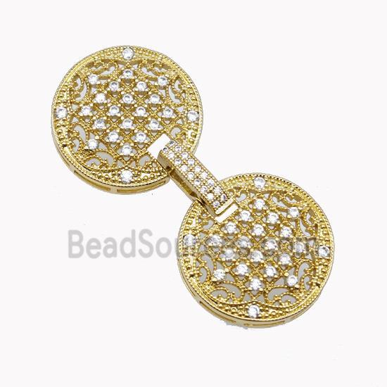 Copper Clasp Pave Zirconia Flower Gold Plated