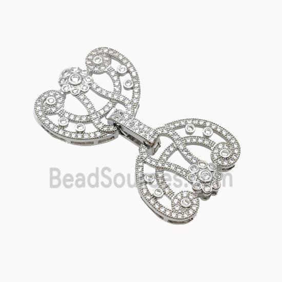 Copper Clasp Pave Zirconia Flower Platinum Plated