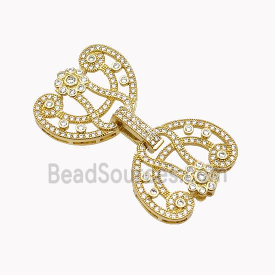 Copper Clasp Pave Zirconia Flower Gold Plated