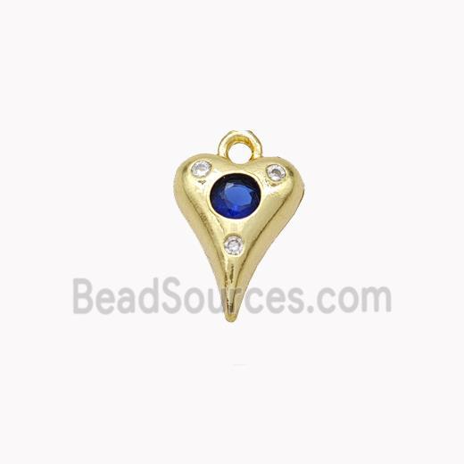 Copper Heart Pendant Pave Zirconia Gold Plated