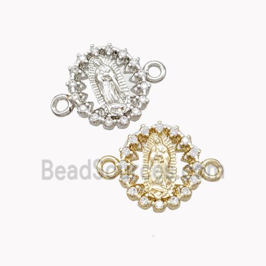 Virgin Mary Charms Copper Connector Pave Zirconia Mixed