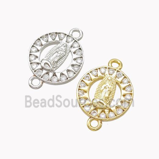 Virgin Mary Charms Copper Connector Pave Zirconia Mixed