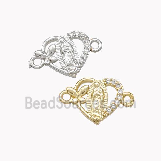 Virgin Mary Charms Copper Heart Connector Pave Zirconia Butterfly Mixed