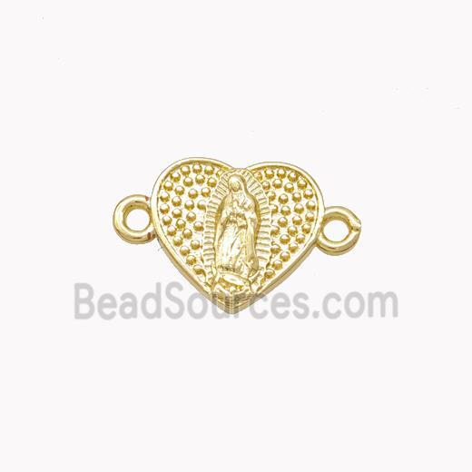 Virgin Mary Charms Copper Heart Connector Gold Plated