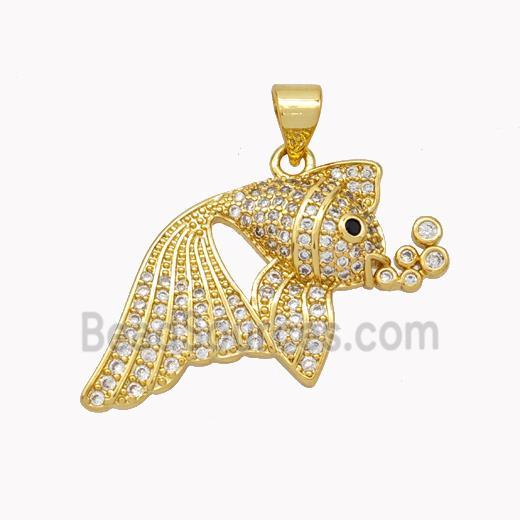 Copper Fish Pendant Pave Zirconia Gold Plated