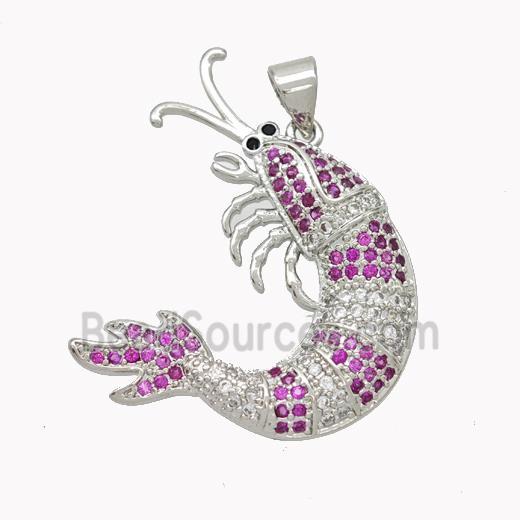 Copper Lobster Charms Pendant Pave Zirconia Platinum Plated