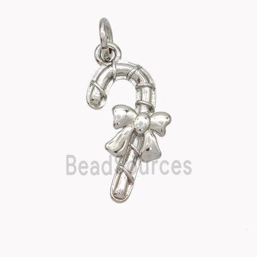 Christmas Candy Cane Charms Copper Pendant Platinum Plated