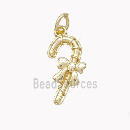 Christmas Candy Cane Charms Copper Pendant Gold Plated