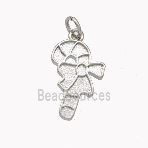 Christmas Candy Cane Charms Copper Pendant Platinum Plated