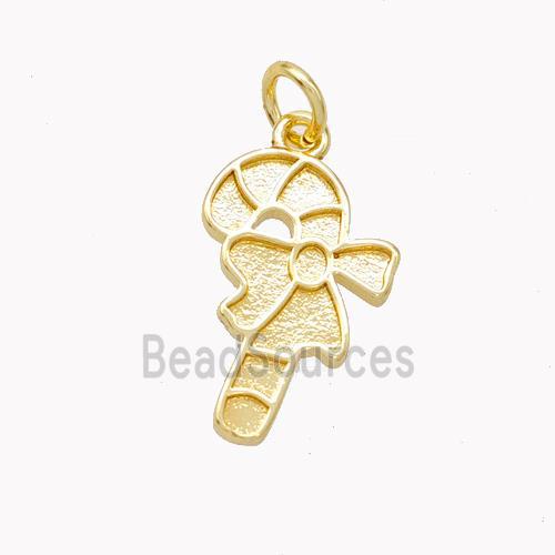 Christmas Candy Cane Charms Copper Pendant Gold Plated