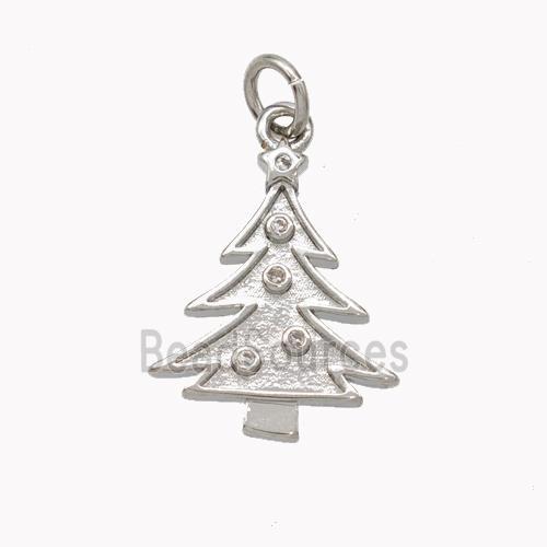 Christmas Tree Charms Copper Pendant Pave Zirconia Platinum Plated