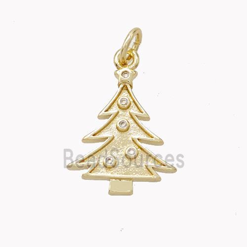 Christmas Tree Charms Copper Pendant Pave Zirconia Gold Plated