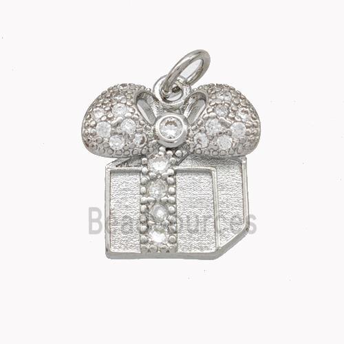 Christmas Gift Charms Copper Pendant Pave Zirconia Platinum Plated