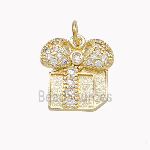 Christmas Gift Charms Copper Pendant Pave Zirconia Gold Plated