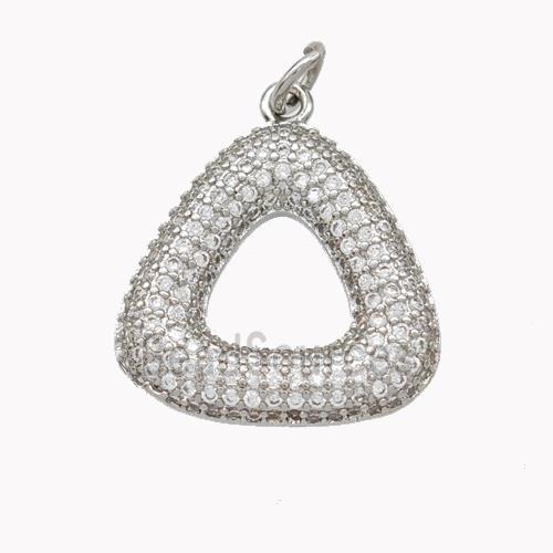 Copper Triangle Pendant Pave Zirconia Platinum Plated