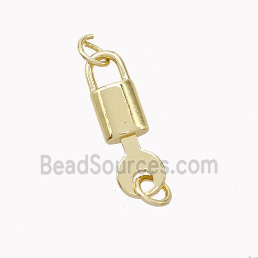 Copper Lock Key Pendant Gold Plated