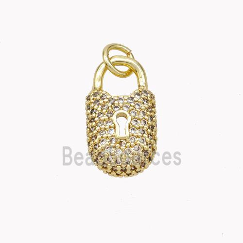 Copper Lock Pendant Pave Zirconia Gold Plated