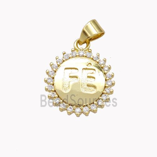 Copper FE Sun Pendant Pave Zirconia Gold Plated