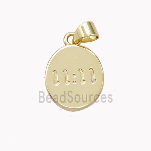 Copper Double Eleven Pendant Oval 11 Gold Plated