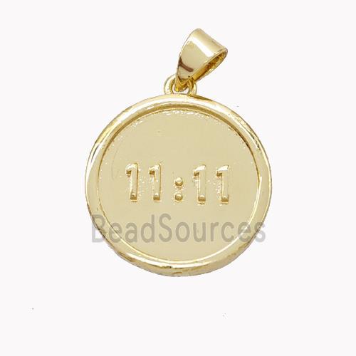 Copper Double Eleven Pendant Circle 11 Gold Plated