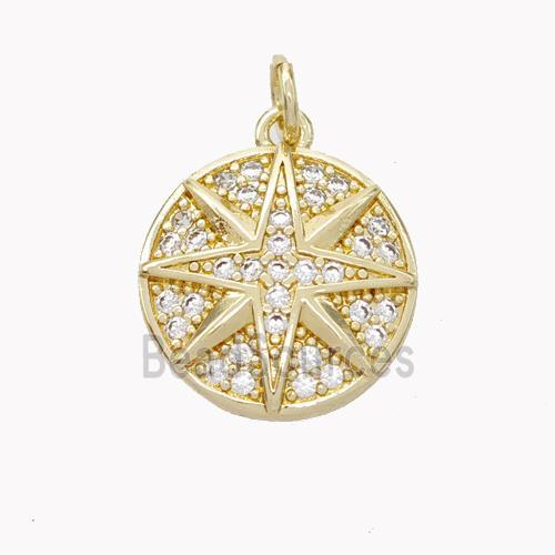 Copper Northstar Pendant Pave Zirconia Gold Plated