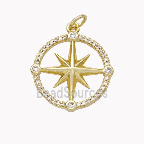 Copper Northstar Pendant Pave Zirconia Gold Plated