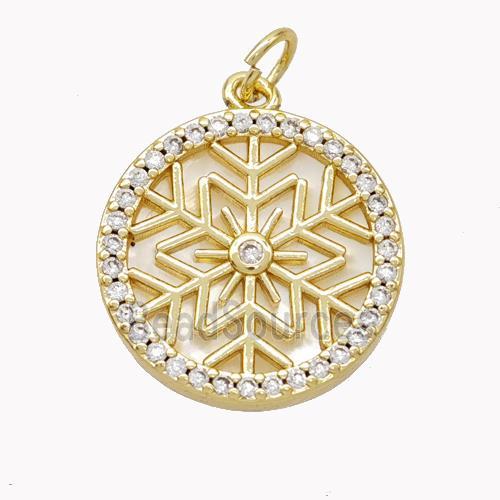 Copper Snowflake Pendant Pave Zirconia Gold Plated