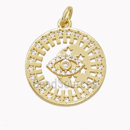 Copper Eye Pendant Pave Zirconia Circle Gold Plated